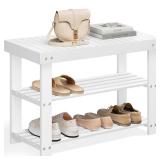 SONGMICS Shoe Rack Bench, 3-Tier Bamboo...