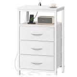 Huuger Nightstand with Charging Station, 27.6...