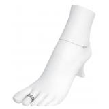 White Polystyrene Toe Ring Chain Ankle Bracelet...