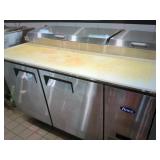 ATOSA SS 2 DOOR PIZZA PREP TABLE WITH POLY BOARD
