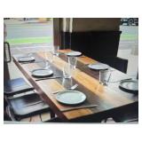 WOODEN STRIPED RECTANGLE DINING ROOM TABLES