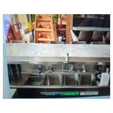 SS 4 COMPARTMENT BAR SINK WITH DOUBLE FAUCET AND