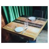 WOODEN SQUARE STRIPED DINING ROOM TABLES