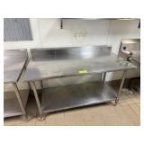 SS TABLE W/ BACKSPLASH AND MANUAL CAN OPENER