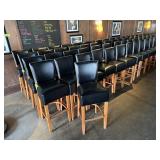 BLACK LEATHER WOODEN BAR STOOLS