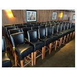 BLACK LEATHER WOODEN BAR STOOLS
