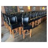 BLACK LEATHER WOODEN BAR STOOLS