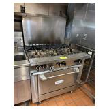 U.S. RANGE 6 BURNER STOVE W OVEN