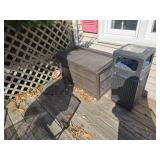 RUBBERMAID  STORAGE BOX ,AND TRASH W/ ASHTRAY TOP