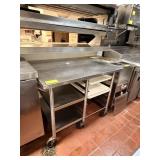 SS TABLE WITH UNDERSHELF AND SPEED RACKS