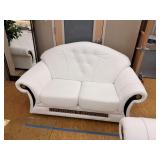 WHITE LEATHER LOVESEAT