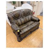 BROWN LEATHER LOVESEAT