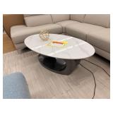 BLACK ROUND BASE WHITE TOP COFFEE TABLE