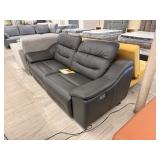 GRAY LEATHER RECLINER 2 SEAT COUCH