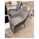 GRAY LEATHER BACK DINING CHAIR