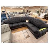 BLACK LEATHER L SHAPE COUCH (LEFT)