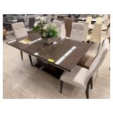 DINING SET TABLE BROWN + 4 CHAIRS + CHINA CABINET