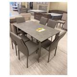 SET OF TABLE + 6 CHAIRS (GRAY)