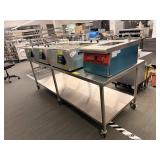 SS TABLE W UNDERSHELF ON CASTER - 96 X 36