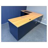 BLUE BASE L SHAPE OFFICE DESK