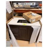 WOODEN 3 DRAWER 2 DOOR VANITY W SINK