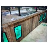 RECLAIMED WOOD COUNTER WITH GLASS DISPLAY INSERTS