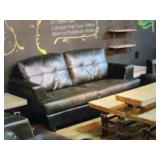 BROWN LEATHER LOVE SEAT