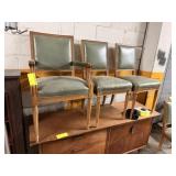 ASSORTED GREEN LEATHER CHAIR