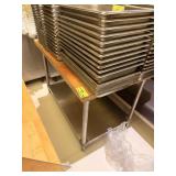 BUTCHER BLOCK TOP SS TABLE W UNDERSHELF