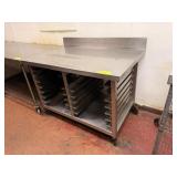 SS TABLE W PAN SLIDES, BACKSPLASH