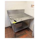 SS TABLE W BACKSPLASH, ICE BIN