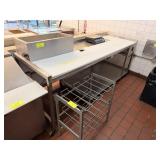 SS WORK TABLE WITH POLIBOARD, UNDERSHELF