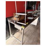 SS WORK TABLE W BACKSPLASH, SINK AND CABINET