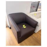 Genuine Leather Fabric Swivel Accetn Chair