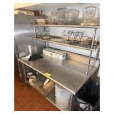 SS WORK TABLE W DOUBLE OVERSHELF