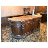 MARBLE TOP WOODEN VINTAGE BASE HOST STAND