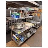 SS TABLE W OVER SHELF, UNDER SHELF AND 2  DRAWERS