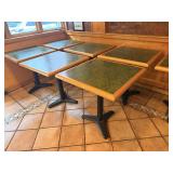 SINGLE BASE WOODEN TABLE GREEN TOP