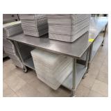 5 FT X 30 INCH SS TABLE ON CASTER W/ UNDERSHELF