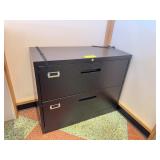 Black Metal Two-Drawer Filing Cabinet