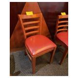 Wood Chair with Red Vinyl Cushion