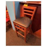 Wood Bar Stool With Black Vinyl Seat