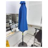 Blue Patio Umbrella With Weighted Base