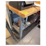 Metal Work Table with Wood Top