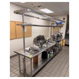 SS Table w Sink, Pot Rack