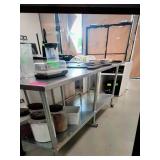 SS WORK TABLE WITH UNDER SHELF AND ON CASTERS