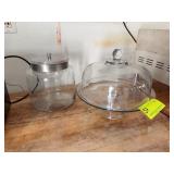 Glass Canister and Glass Cake Stand Dome