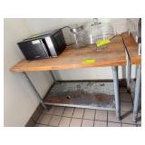 Boos Maple Butcher Block Table with Metal Shelf