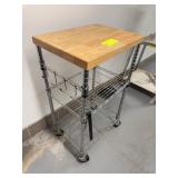 Rolling Metal Kitchen Cart With Wood Top