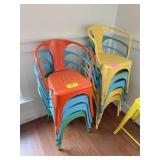 Stackable Metal Armchairs and Stool
